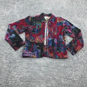 Chicos Jacket Womens 1 Paisley Boho Velvet Embroidered Open Front Blazer Coat